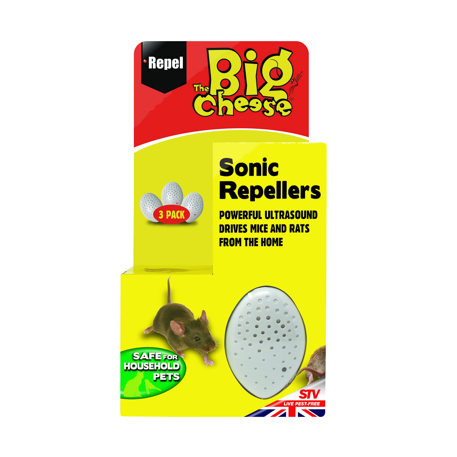 THE BIG CHEESE SONIC MOUSE & RAT REPELLER 3 PACK
