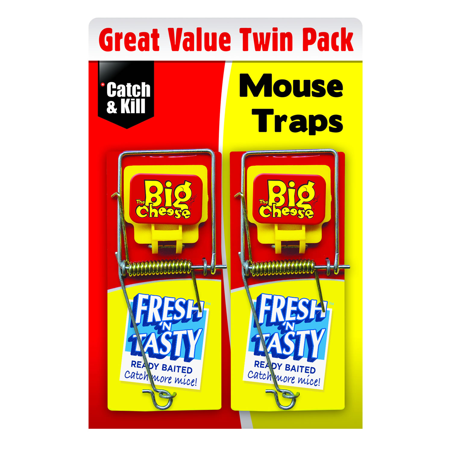 THE BIG CHEESE FRESH N TASTY BAITED MOUSE TRAP TWIN PACK
