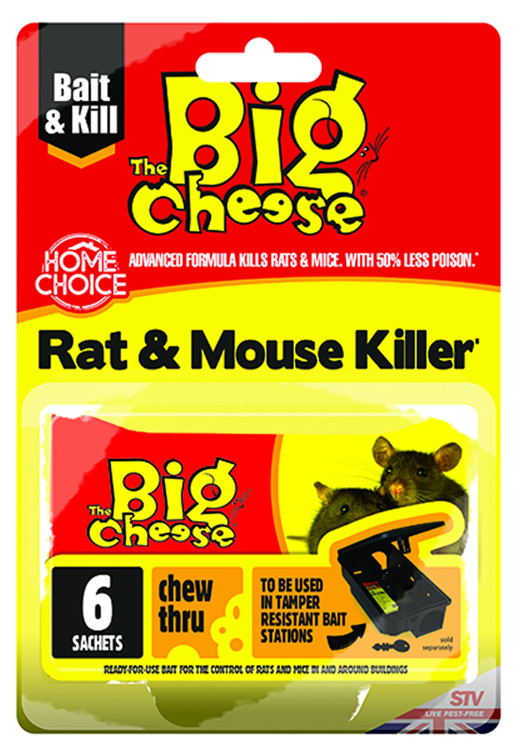 THE BIG CHEESE RAT & MOUSE KILLER GRAIN BAIT 6 X 25 GM SACHET