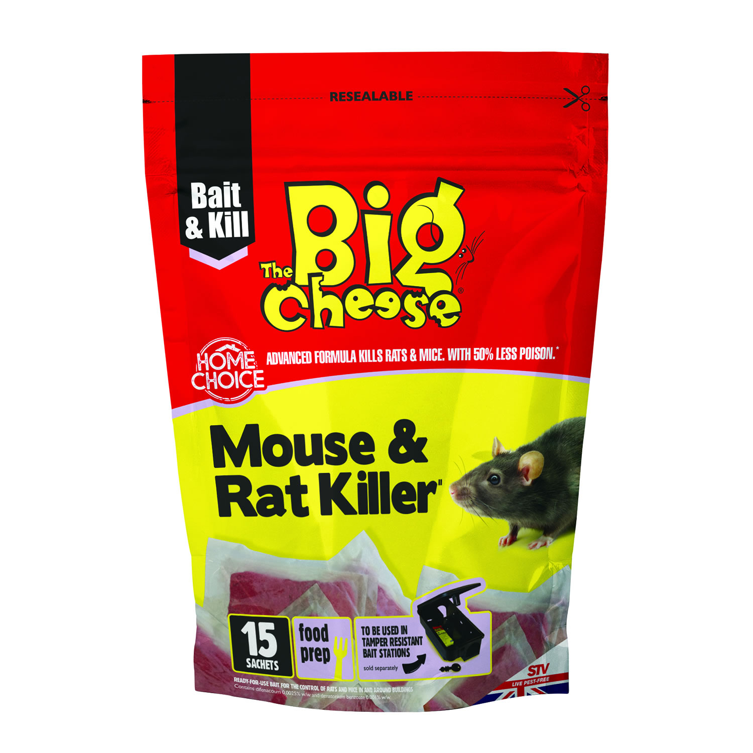 THE BIG CHEESE MOUSE & RAT KILLER PASTA BAIT 15 SACHET