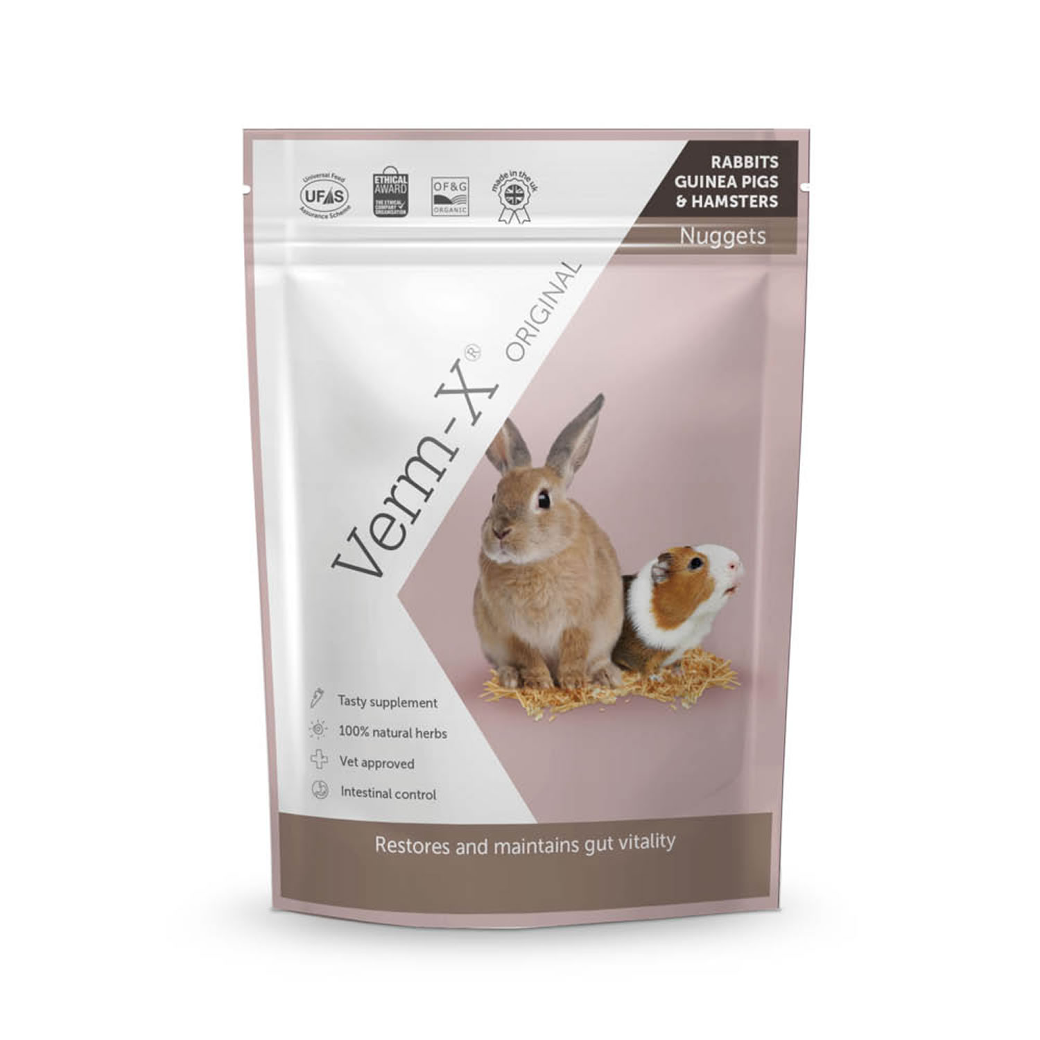 VERM-X HERBAL NUGGETS FOR RABBITS, GUINEA PIGS & HAMSTERS 180 GM POUCH 180 GM POUCH