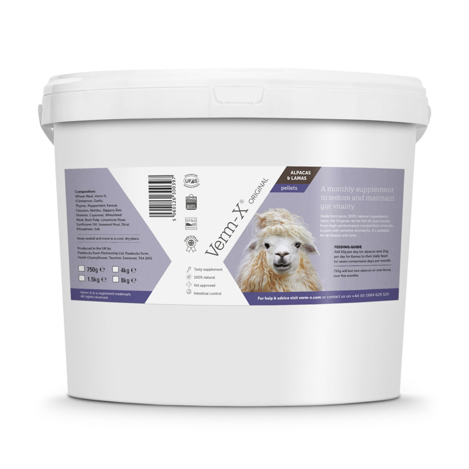 VERM-X HERBAL PELLETS FOR ALPACAS & LLAMAS 4 KG PAIL