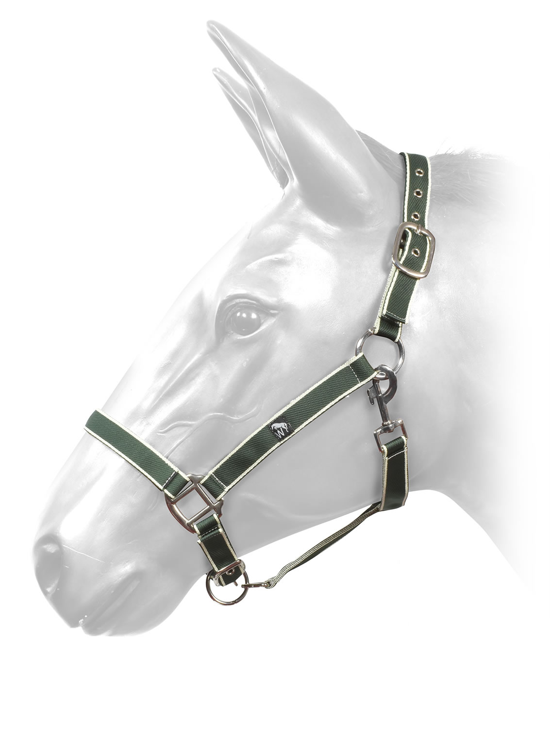 W-HORSE HARVEY HEADCOLLAR WHITE/GREEN  PONY